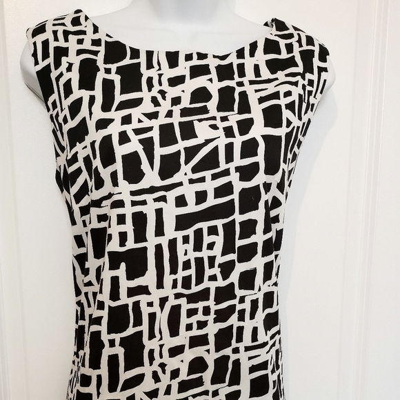 Black and white Geometric cotton shift dress sleeveless size L NWOT - Picture 5 of 6